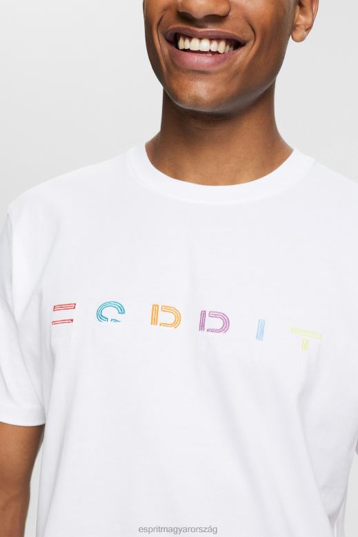 Esprit jersey póló hímzett logóval férfiak fehér pólók F8HN8915
