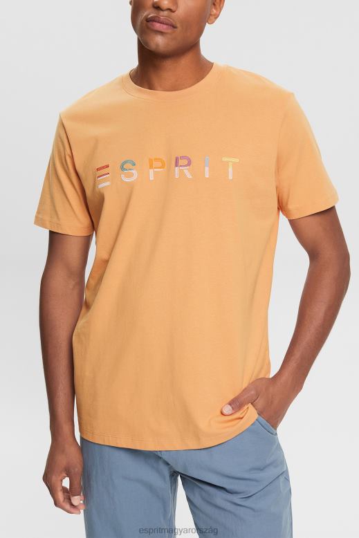 Esprit jersey póló hímzett logóval férfiak őszibarack pólók F8HN8918