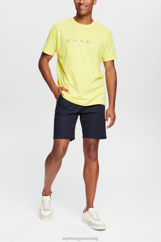 Esprit jersey póló hímzett logóval férfiak világos sárga pólók F8HN8920