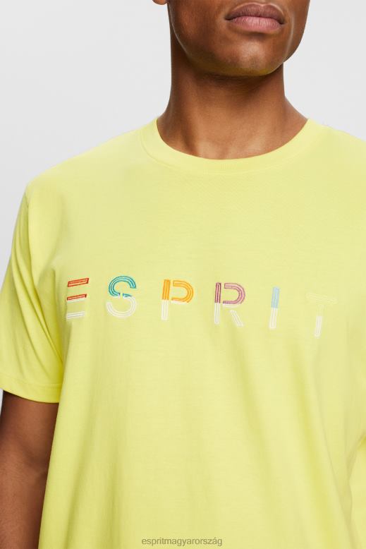 Esprit jersey póló hímzett logóval férfiak világos sárga pólók F8HN8920