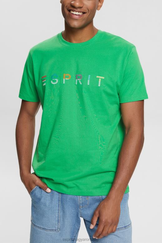 Esprit jersey póló hímzett logóval férfiak zöld pólók F8HN8916