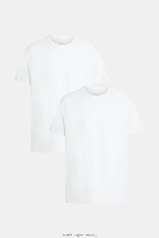 Esprit kétcsomagos crewneck pamut pólók férfiak fehér pólók F8HN8856