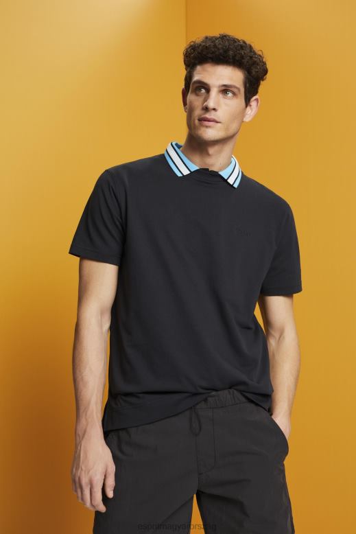 Esprit logós póló, 100% pamut férfiak fekete pólók F8HN8668