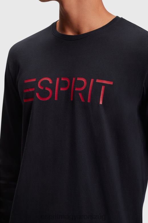 Esprit logóval nyomott jersey póló férfiak fekete pólók F8HN8862