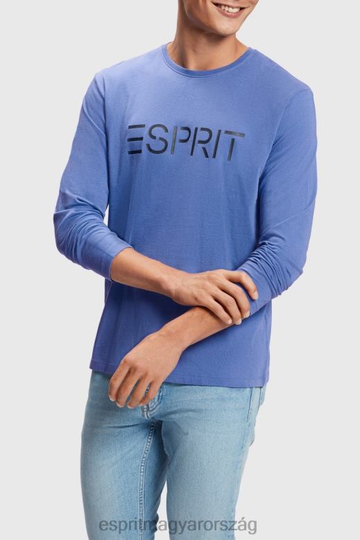 Esprit logóval nyomott jersey póló férfiak kék pólók F8HN8867