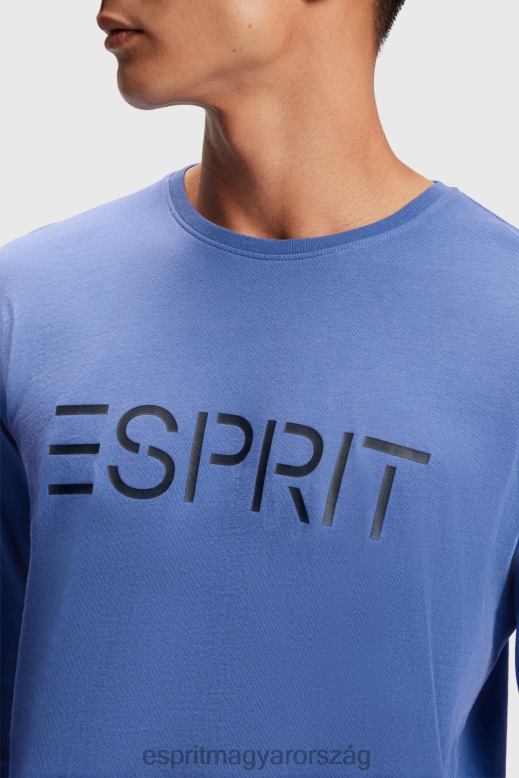 Esprit logóval nyomott jersey póló férfiak kék pólók F8HN8867