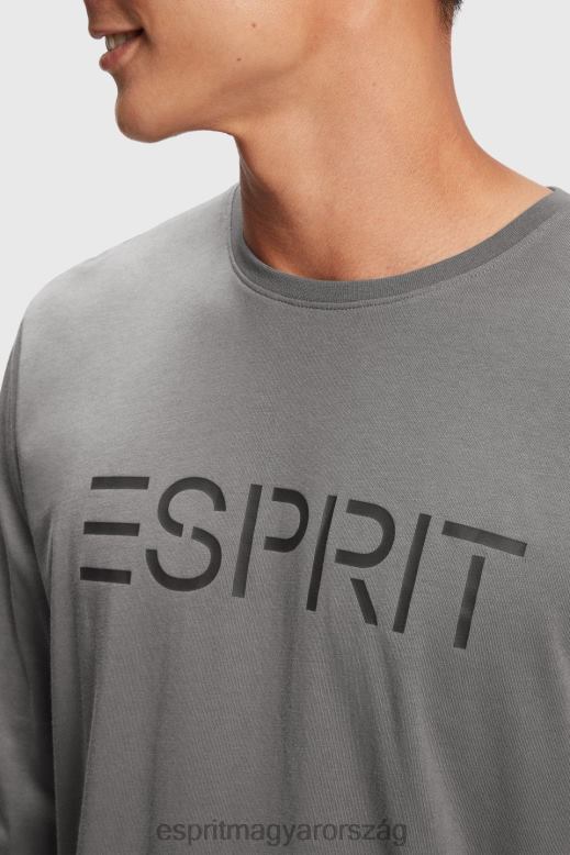 Esprit logóval nyomott jersey póló férfiak középszürke pólók F8HN8863