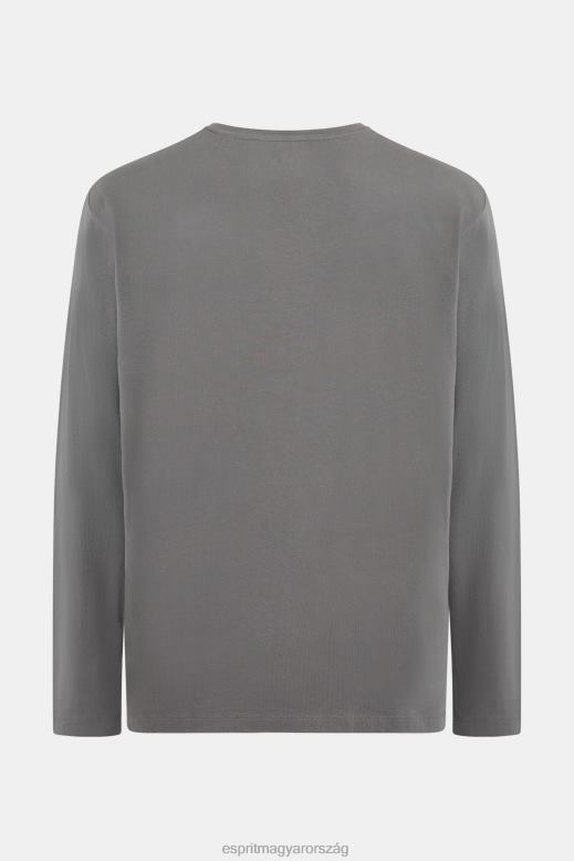 Esprit logóval nyomott jersey póló férfiak középszürke pólók F8HN8863