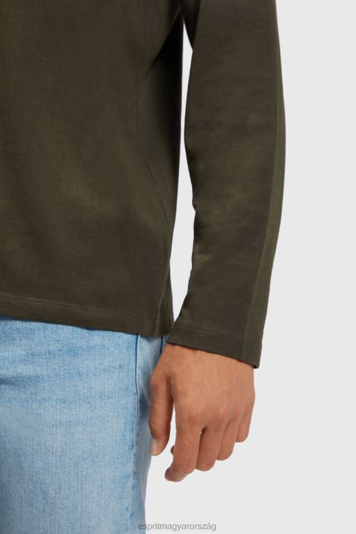 Esprit logóval nyomott jersey póló férfiak sötétzöld pólók F8HN8865