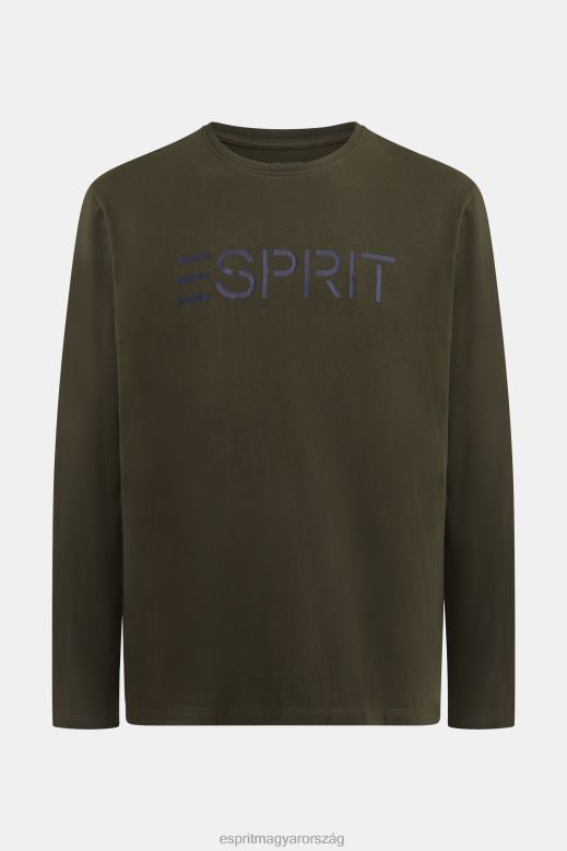 Esprit logóval nyomott jersey póló férfiak sötétzöld pólók F8HN8865