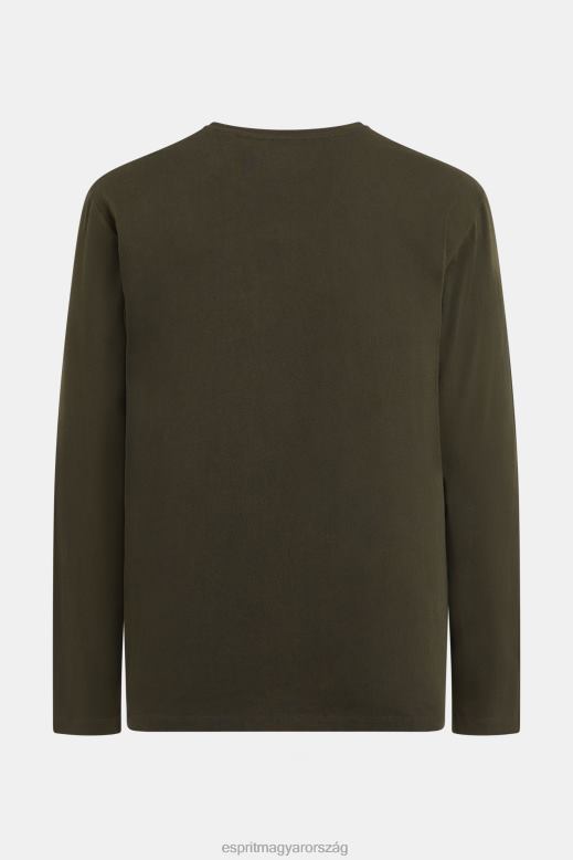 Esprit logóval nyomott jersey póló férfiak sötétzöld pólók F8HN8865