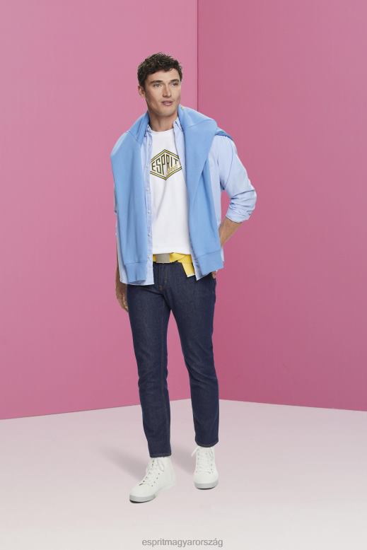 Esprit logóval nyomtatott pamut póló férfiak fehér pólók F8HN8624