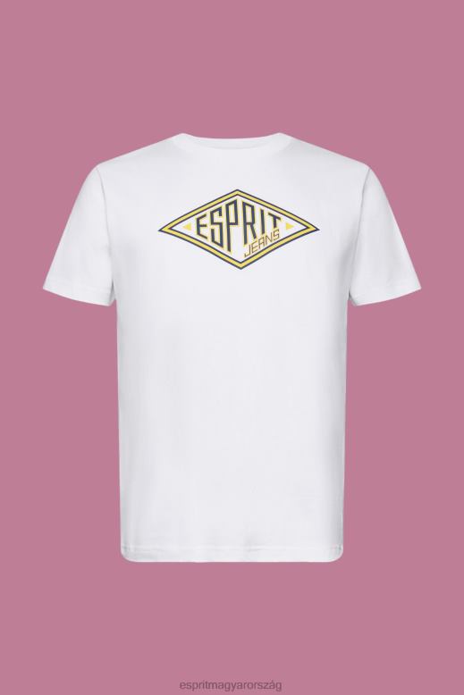 Esprit logóval nyomtatott pamut póló férfiak fehér pólók F8HN8624