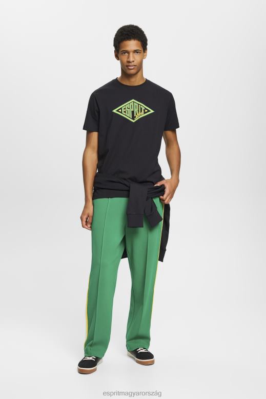 Esprit logóval nyomtatott pamut póló férfiak fekete pólók F8HN8623