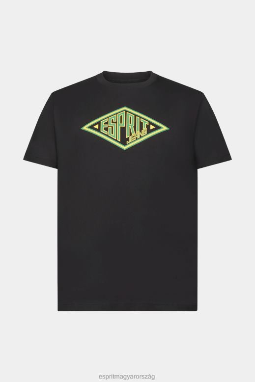 Esprit logóval nyomtatott pamut póló férfiak fekete pólók F8HN8623