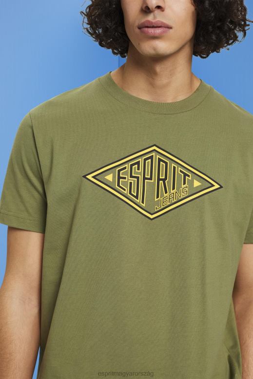 Esprit logóval nyomtatott pamut póló férfiak olajbogyó pólók F8HN8626