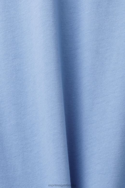 Esprit logóval nyomtatott pamut póló férfiak világoskék levendula pólók F8HN8627