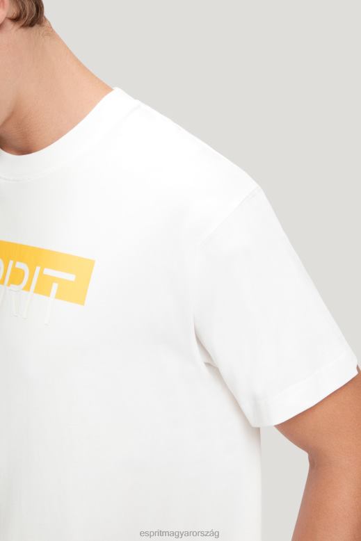 Esprit matt shine logós rátéttel ellátott póló férfiak fehér pólók F8HN8616