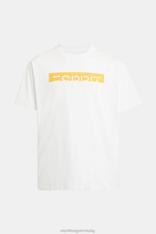 Esprit matt shine logós rátéttel ellátott póló férfiak fehér pólók F8HN8616