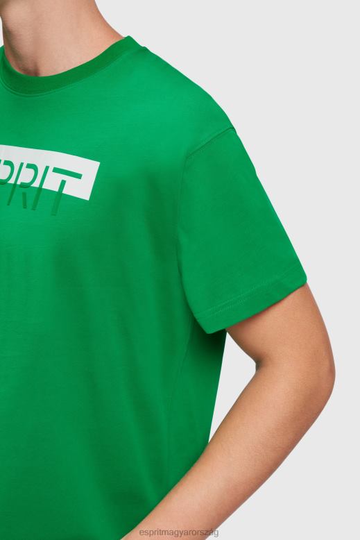 Esprit matt shine logós rátéttel ellátott póló férfiak zöld pólók F8HN8617