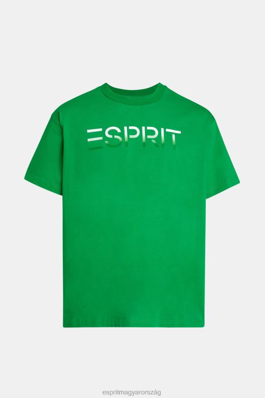 Esprit mellkason bolyhos logós rátétes póló férfiak zöld pólók F8HN8609