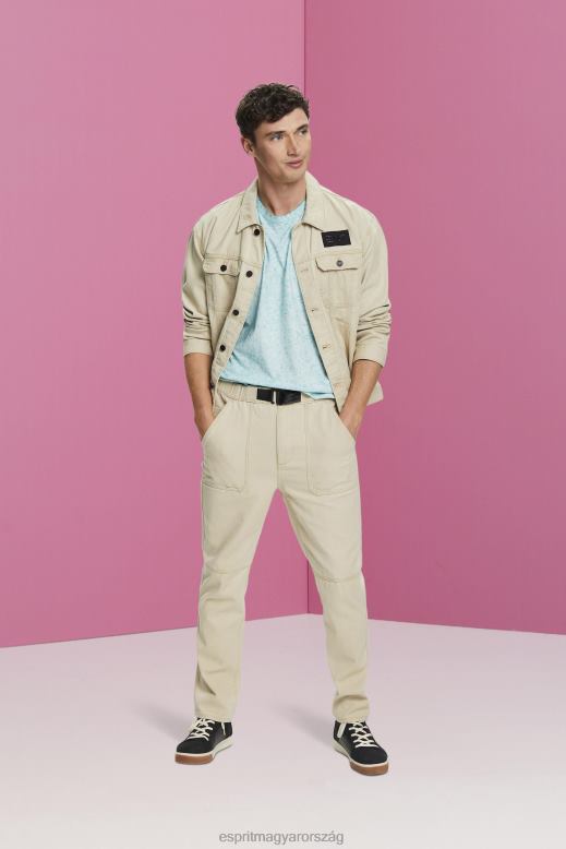 Esprit mosott hatású póló férfiak világos aqua zöld pólók F8HN8753