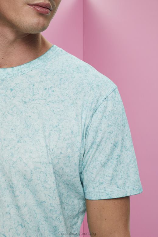 Esprit mosott hatású póló férfiak világos aqua zöld pólók F8HN8753