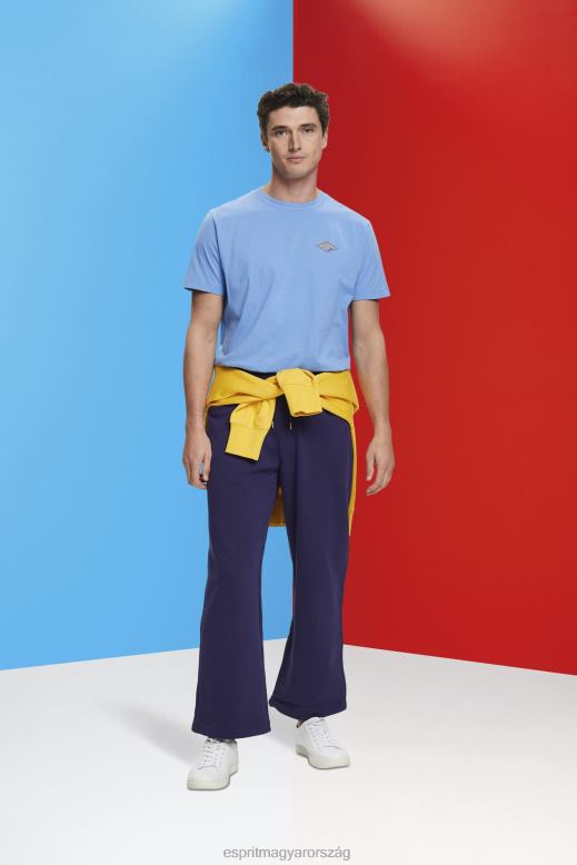 Esprit póló logóval férfiak világoskék levendula pólók F8HN8602