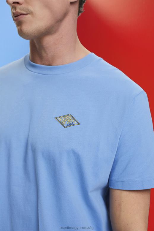 Esprit póló logóval férfiak világoskék levendula pólók F8HN8602