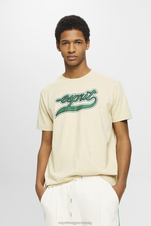 Esprit retro logóval nyomtatott pamut póló férfiak bézs pólók F8HN8630