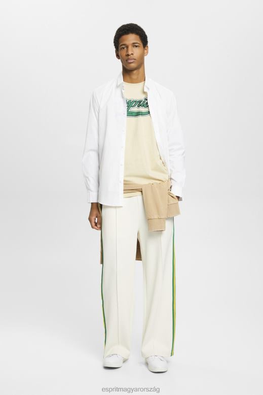 Esprit retro logóval nyomtatott pamut póló férfiak bézs pólók F8HN8630