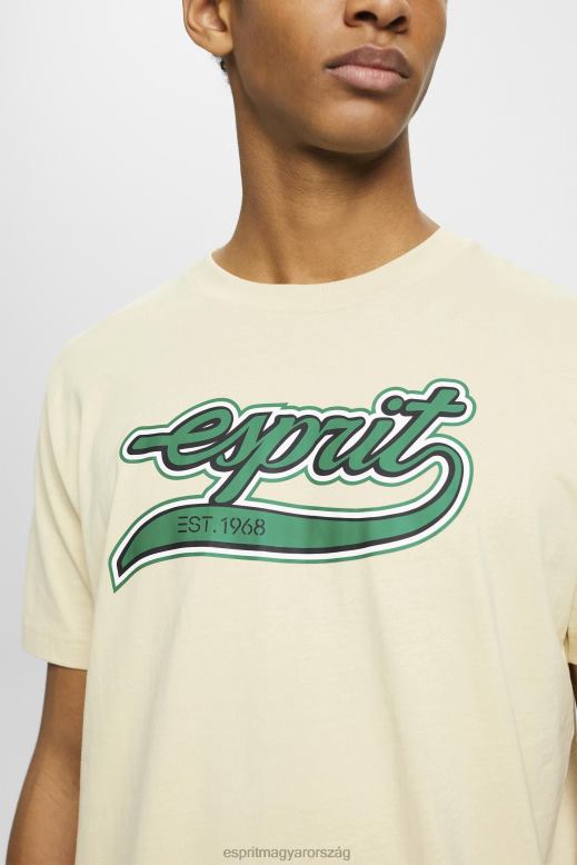 Esprit retro logóval nyomtatott pamut póló férfiak bézs pólók F8HN8630