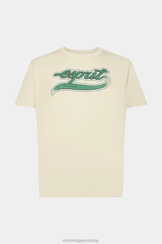 Esprit retro logóval nyomtatott pamut póló férfiak bézs pólók F8HN8630