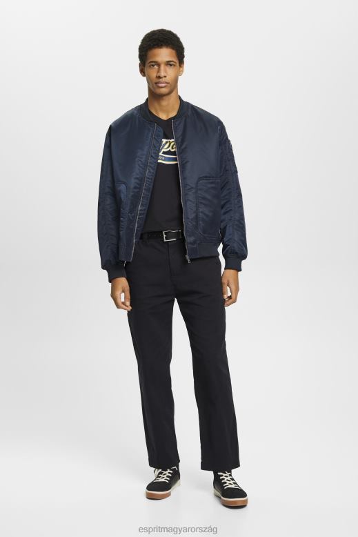 Esprit retro logóval nyomtatott pamut póló férfiak fekete pólók F8HN8628