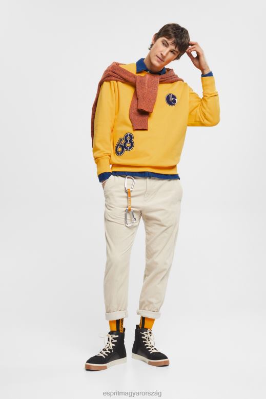 Esprit egyetemi patch pulóver férfiak sárga pulóverek és pulóverek F8HN8810