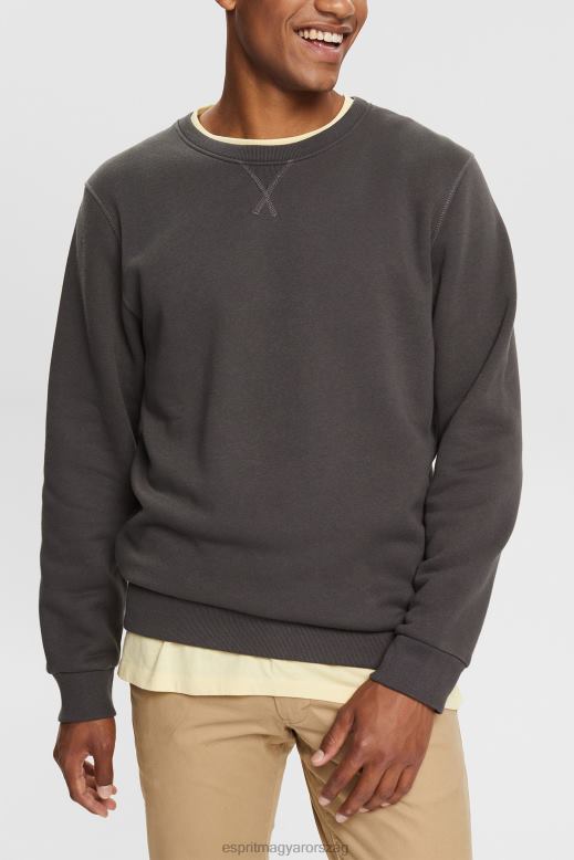 Esprit fenntartható legénységi nyakú pulóver férfiak fekete pulóverek és pulóverek F8HN8935