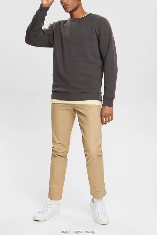 Esprit fenntartható legénységi nyakú pulóver férfiak fekete pulóverek és pulóverek F8HN8935