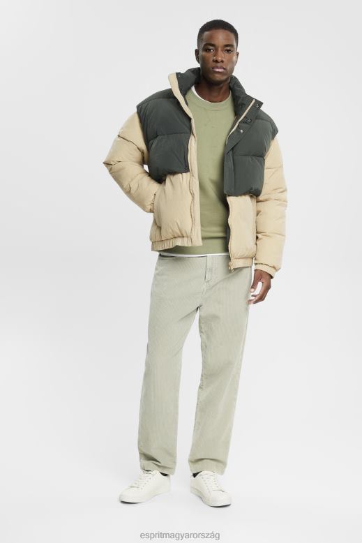 Esprit újrahasznosított: egyszínű pulóver férfiak világos khaki pulóverek és pulóverek F8HN8748