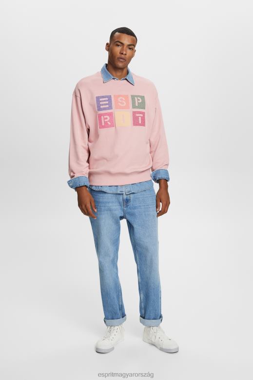 Esprit logós pulóver, 100% bio pamut férfiak régi rózsaszín pulóverek és pulóverek F8HN8582