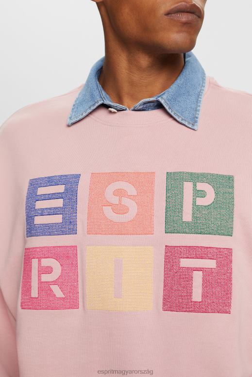 Esprit logós pulóver, 100% bio pamut férfiak régi rózsaszín pulóverek és pulóverek F8HN8582