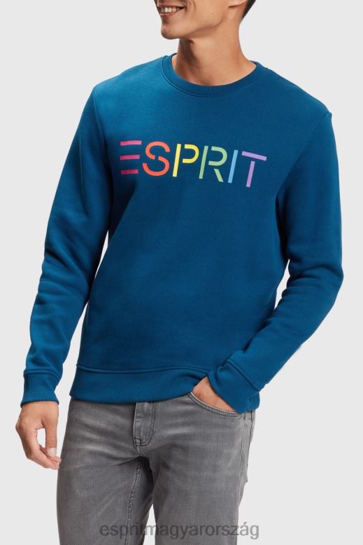Esprit logóval nyomtatott pulóver férfiak benzinkék pulóverek és pulóverek F8HN8869
