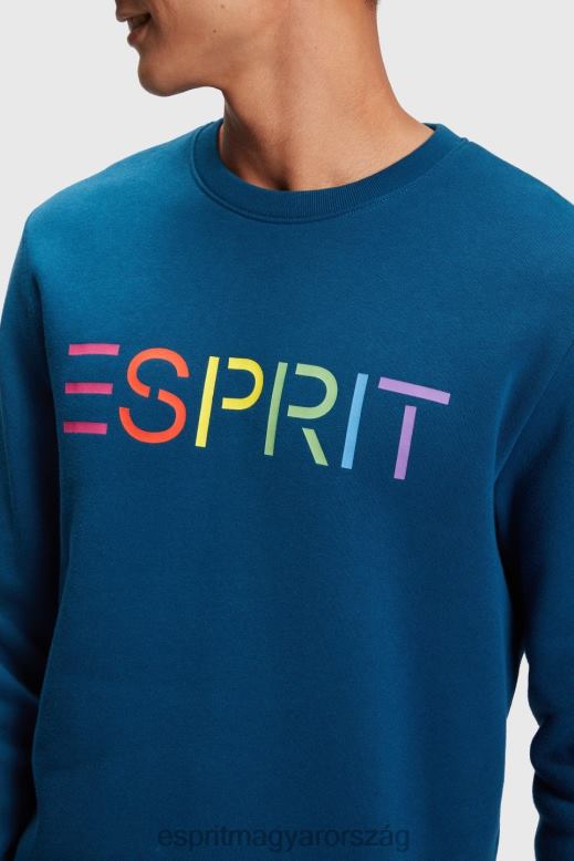 Esprit logóval nyomtatott pulóver férfiak benzinkék pulóverek és pulóverek F8HN8869