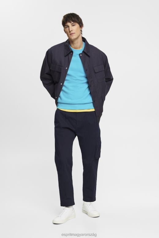 Esprit pulóver hímzett ujjú logóval férfiak aqua zöld pulóverek és pulóverek F8HN8724