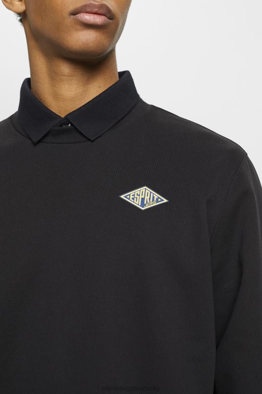 Esprit pulóver logóval a hátán férfiak fekete pulóverek és pulóverek F8HN8643