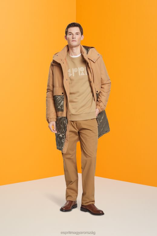 Esprit pulóver logóval férfiak khaki bézs pulóverek és pulóverek F8HN8852