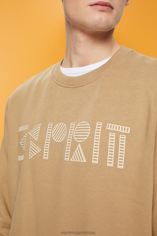 Esprit pulóver logóval férfiak khaki bézs pulóverek és pulóverek F8HN8852