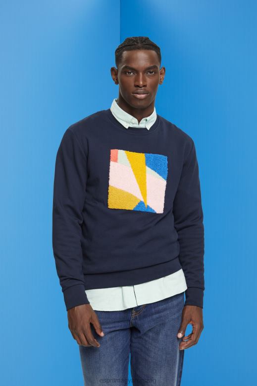 Esprit rátétes pulóver férfiak haditengerészet pulóverek és pulóverek F8HN8882