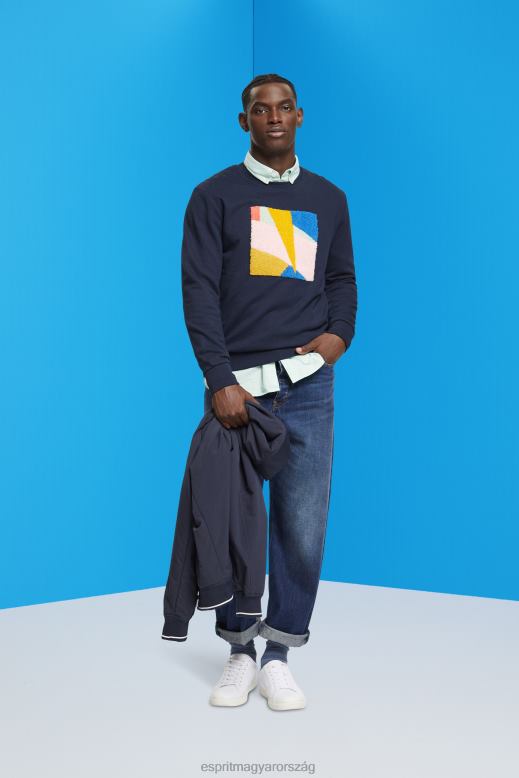 Esprit rátétes pulóver férfiak haditengerészet pulóverek és pulóverek F8HN8882