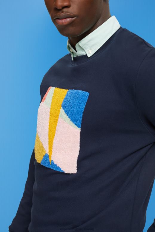 Esprit rátétes pulóver férfiak haditengerészet pulóverek és pulóverek F8HN8882