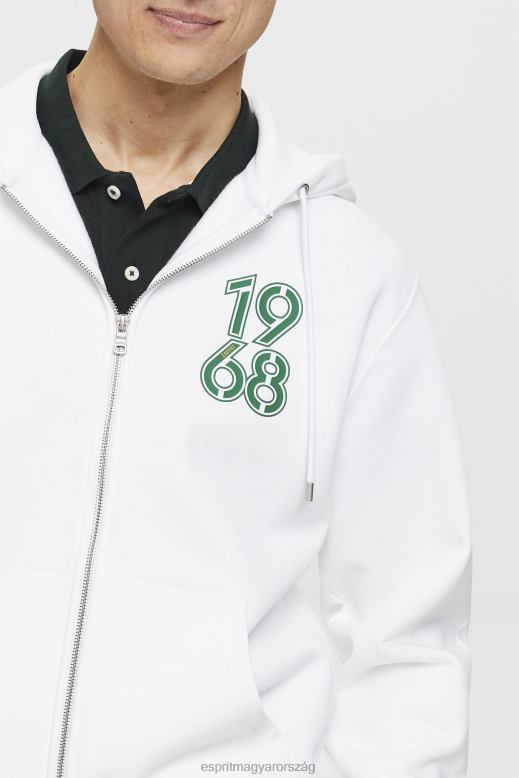 Esprit teljes hosszúságú cipzáras kapucnis pulcsi férfiak fehér pulóverek és pulóverek F8HN8634